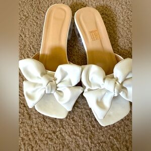 White Bow slip on heels